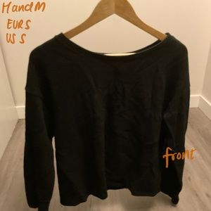 H&M Wide Neck Black Textured Jumper
